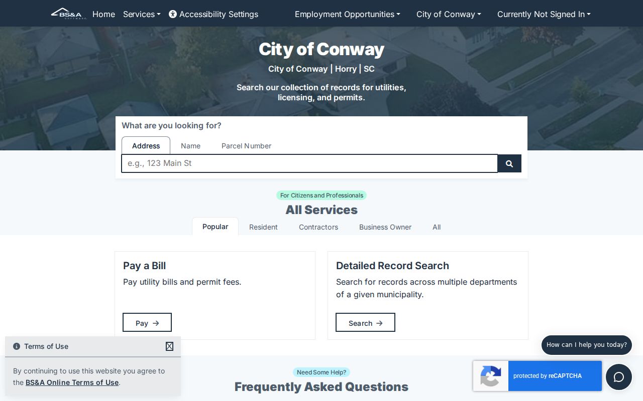 Conway neighbors view of City public records search modes