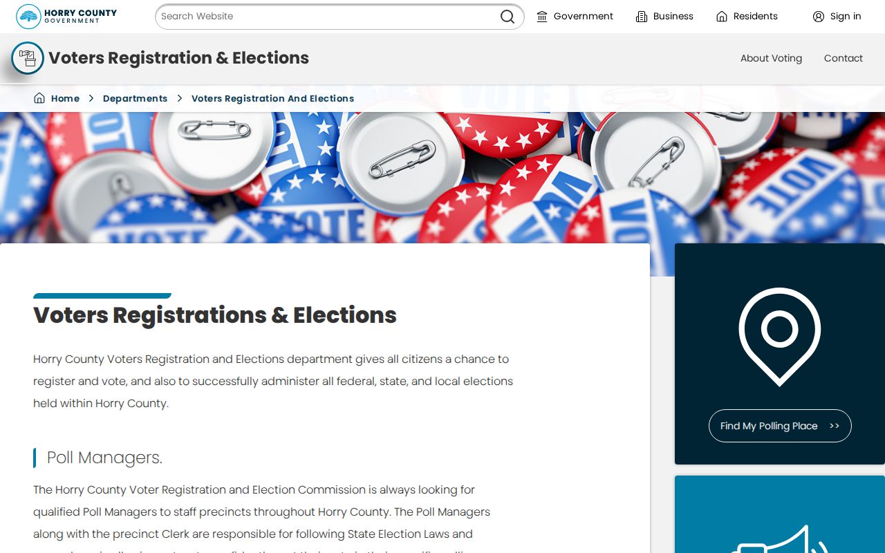 Conway residents directory Horry County elections office information