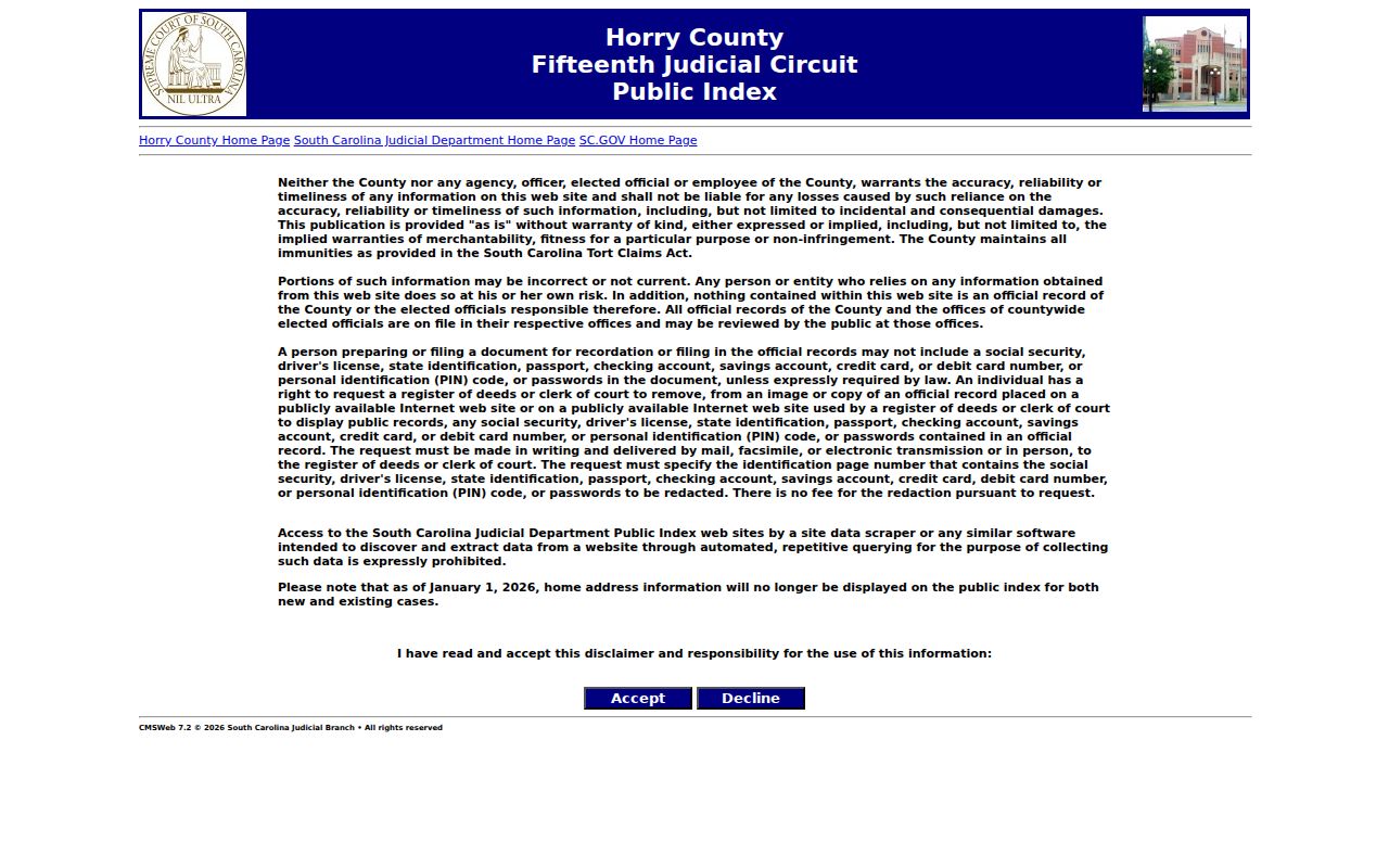 Conway residents directory Fifteenth Judicial Circuit Public Index