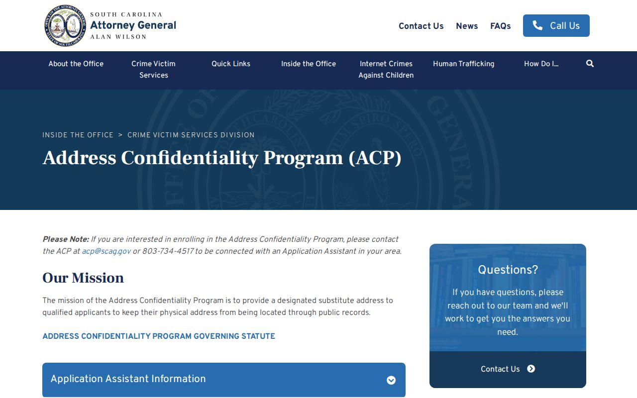 Conway residents directory South Carolina address confidentiality program