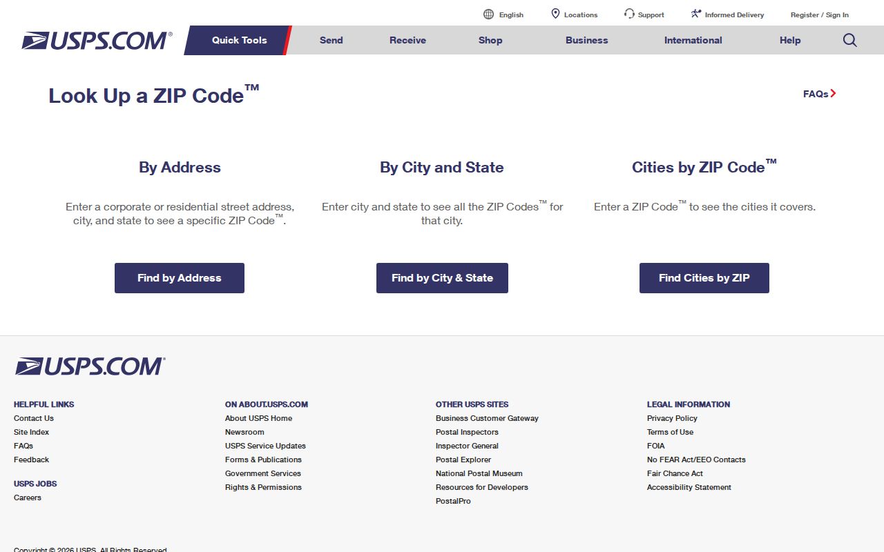 Conway ZIP code directory view of USPS ZIP Code Lookup